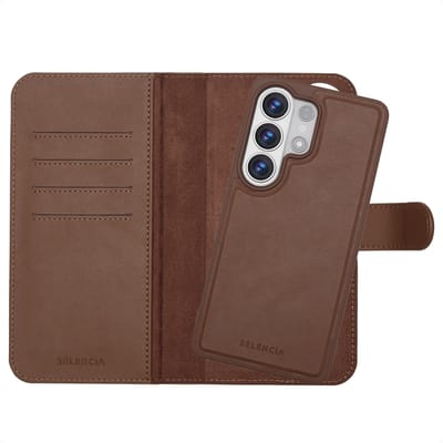 Selencia Hoesje - Geschikt voor Samsung Galaxy S26 Ultra - Olyn Uitneembare Bookcase met Magnetische Ring - Bruin