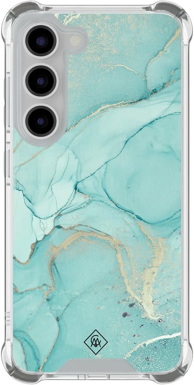 Casimoda® hoesje - Geschikt voor Samsung Galaxy S23 - Marmer mint groen - Shockproof case - Extra sterk - TPU/polycarbonaat - Mint, Transparant