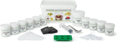 Moleculair Koken Master Kit - Complete Set met 10 ingrediënten en apparatuur - Culinaire Innovatie - Sferificatie & Schuimvorming - Geleermiddelen & Verdikkers - Moderne Gastronomie - Hersluitbare Pot - Recycled Plastic