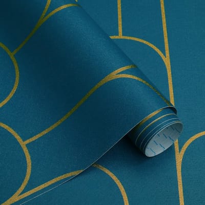 Dailygoods- Behang Goudkleurig Geometrisch - Zelfklevend - Vinyl - Wandbekleding - 44 cm x 10 m - Matte Oppervlakte - Totale Dekking 4,4 m² - Wanddecoratie