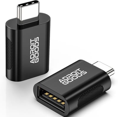 AdroitGoods 2x USB-C naar USB-A Adapter - USB 3.1 - Converter - Aluminium Zwart - Siliconen Grip