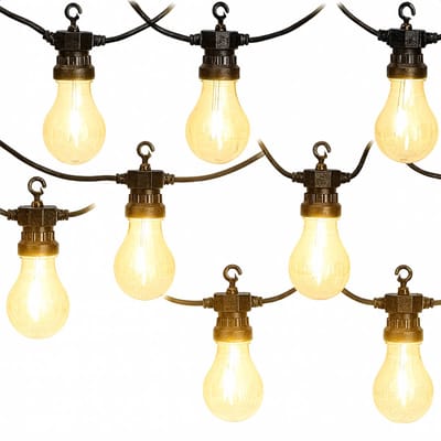 Lomera Lichtsnoer Buiten - LED Filament - Warm Wit Licht - Tuinverlichting - Feestverlichting - Lichtslinger Buiten - Partytent Verlichting - Balkon Verlichting - IP44 Adapter - 10 LED Bollen - 6cm Diameter - Eenvoudig op Te Hangen