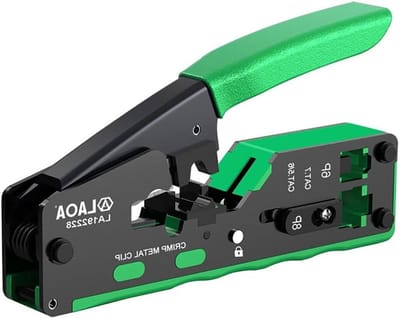 Netwerk Krimptang - Ethernet Crimper - Netwerk Installatie - Veelzijdig en Precisie - Diverse Stekkers - Groen Zwart