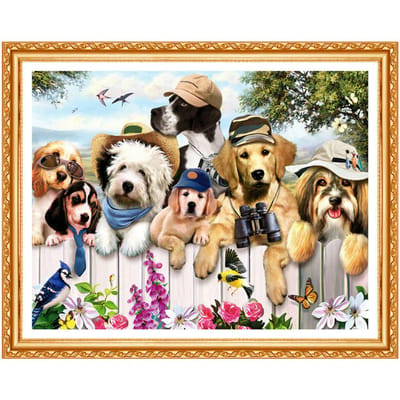Diamant borduurwerk hond handwerkset diamant schilderij dier kristal ronde volledige boor afbeelding 20X30CM beige
