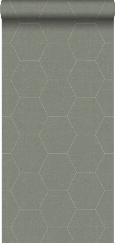 Walls4You behang hexagon groen grijs - 935345 - 0,53 x 10,05 m