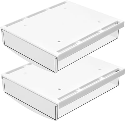 Onderbureau Lade Set van 2 - Zelfklevende Opbergdozen voor Bureau - Verbeter je Werkplek met Verborgen Lades - 21 x 18 x 5.3 cm (Mat Wit)
