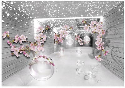 WALLARENA - Fotobehang - 150x105 cm - 3D bloemen tunnel illusie voor slaapkamer woonkamer wandtapijt