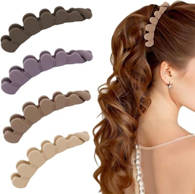 Matte Haarclips voor Vrouwen, 4 Stuks, Ideaal voor Fijn Haar, Sterke Duurzaamheid, Perfect voor Paardenstaarten en Buns, Haaraccessoires in Golfvorm