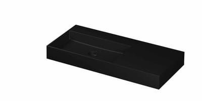 Ink United wastafel links porselein 100x45cm - zonder kraangat - Mat zwart