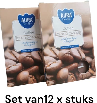 Han‑Bar® Theelichtjes Koffiegeur - Geurend - 2 X doos van 6 - cadeau - Paraffine