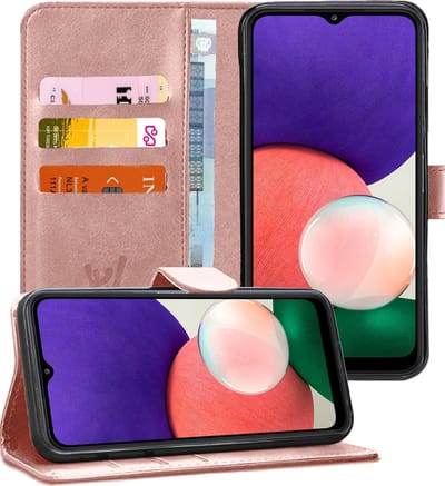 Hoesje geschikt voor Samsung Galaxy A22 5G - Bookcase Roségoud - Portemonnee Hoesje