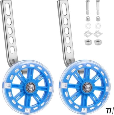 *** Blauwe Zijwieltjes 12-20 inch met Softwheels, Verlichting en Gelagerd voor Extra Stabiliteit - van Heble® ***