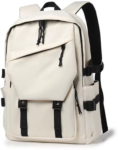 Laptop Rugzak Heren 15 Inch – Waterdichte Rugzak met Laptopvak, Schooltas, Studentenrugzak, Werk Rugzak, Reistas en Dagrugzak-Wit