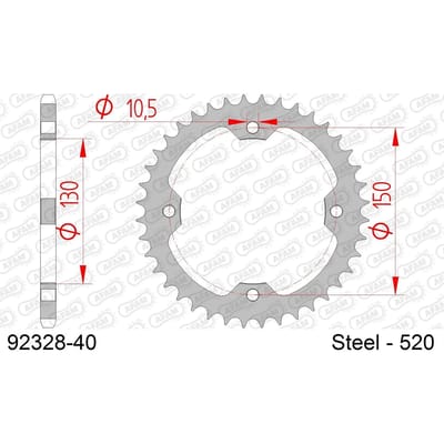 Stalen motortandwiel achteraan Afam 520 40 dents