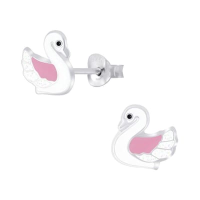 Zilveren oorstekers - zwaan - kind - hypoallergeen - 925 zilver