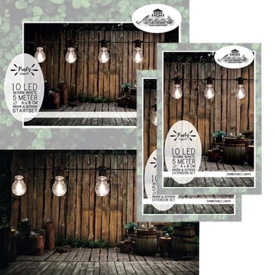 Feestverlichting lichtsnoer met 2 uitbreidingssets warm witte lampbolletjes totaal 15 m - Binnen/buiten verlichting priksnoer - warmwit LED lampjes
