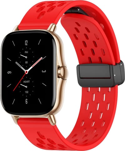 Siliconen bandje - geschikt voor Amazfit GTS / GTS 2(E) / GTS 2 Mini / GTS 3 / 4 (Mini) / Bip (S) / Bip U (Pro) / Bip Lite / Bip 3 (Pro) / GTR 42 mm / Pop (Pro) / Active (2) - rood