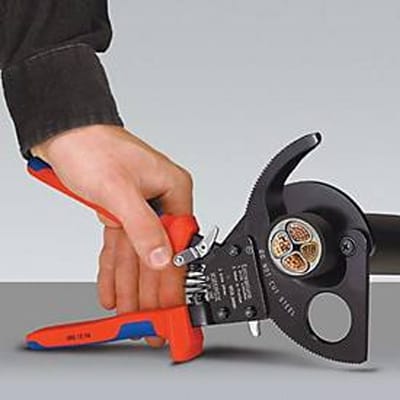Knipex 95 31 250 Ratel-kabelsnijder Geschikt voor (striptechniek) Aluminium- en koperkabel, een- en meerdraads 32 mm 240 mm²