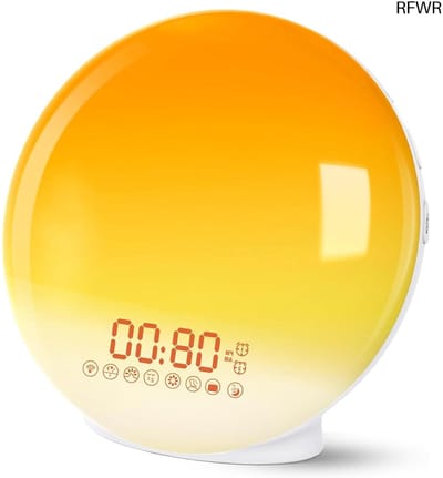 Wekker met Licht - Wake-up lamp - Rustig Wakker Worden - Zonsopgang Simulatie - 2 Alarmen - Geel