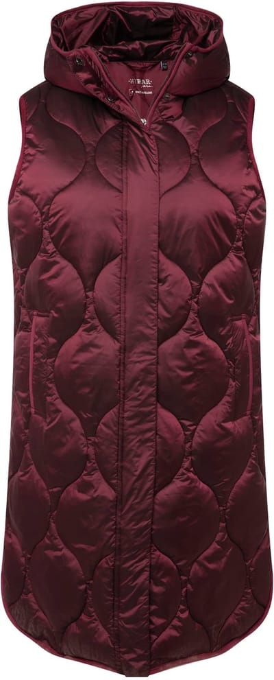 Ulla Popken - Dames - HYPRAR lange doorgestikte bodywarmer waterafstotend - Karmijnrood - Maat 46+