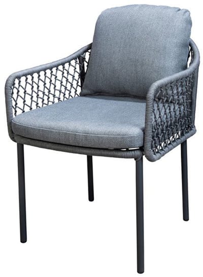 Yoi - Rocha dining chair aluminium dark grey/rope dark grey/mixed g...