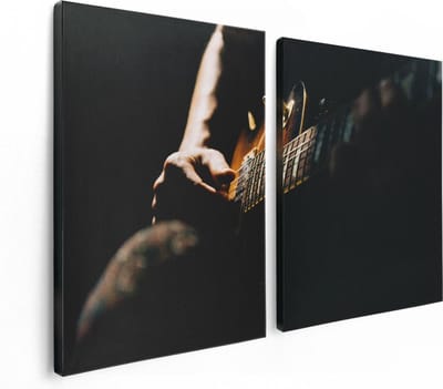 Artaza Canvas Schilderij Tweeluik Man Speelt Gitaar - 120x80 - Foto Op Canvas - Canvas Print