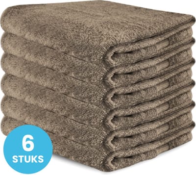Funnies Handdoeken 6 Stuks Donker Taupe - Set van 6 Luxe Badhanddoeken - 70 x 140 cm - Hoogwaardig 100% Katoen - 500 gram/m² Dikke, Zachte en Sneldrogende Handdoek - Ideaal voor Badkamer, Sport, Sauna, Zwembad en Vakantie
