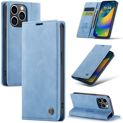 Casemania Hoesje voor Apple iPhone 15 Pro - Sky Blue - Dunne Portemonnee Book Case - Slim Wallet Case met Pasjeshouder