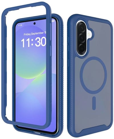 Hoesje met Ingebouwde Screenprotector Geschikt voor Samsung Galaxy A37 - Compatibel met MagSafe / Qi2 - Full Protect - Schokbestendige Beschermhoes - Case Transparant Blauw