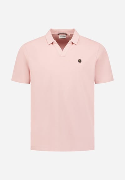 No Excess Polo short sleeve v-collar basic light mauve