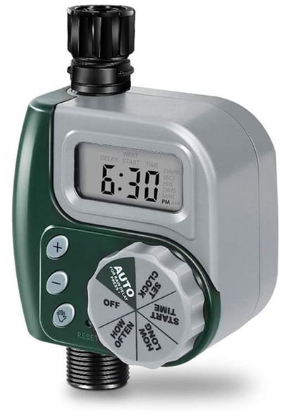 Sprinkler timer - Tuinsproeiers - Programmeerbare tuinslangen bewaterings timer - Met regenvertraging/handmatige bewateringsfunctie - Slangtimer - Automatische bewateringstimer - Irrigatiecontroller - Groen - Batterij niet inbegrepen