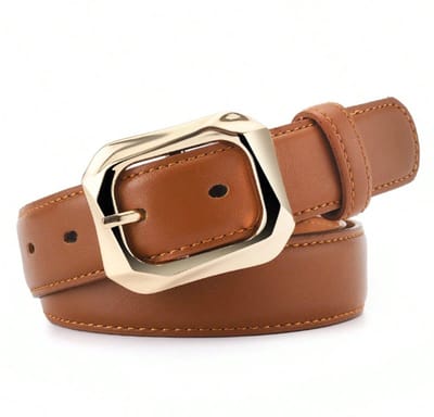 Big Gold Buckle Riem - Bruin | Riemmaat 95 cm | Kunstleer / Staal | Fashion Favorite