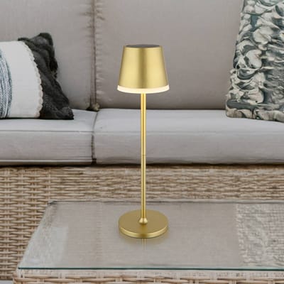 Globo LED lamp op zonne-energie, metaal, goudkleurig, hoogte 41 cm, IP44