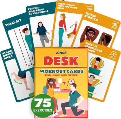 75 Oefenkaarten voor Desk Workout: Lichaamsgewicht Oefeningen & Stretches voor Zitten en Werken
