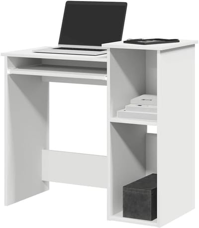 Bureau met planken - Werktafel - Thuiswerken - Veel opbergruimte - 84 x 40 x 78 cm - Wit