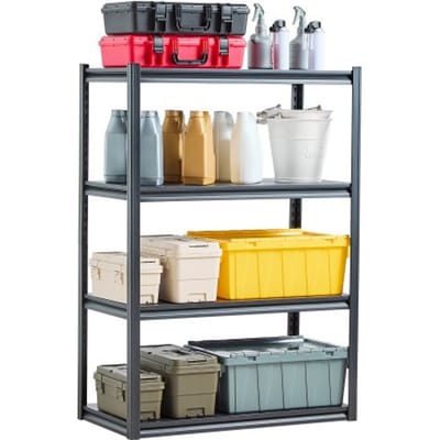 VEVOR zwaar uitgevoerde opbergkast 1030x522x1529mm, draagvermogen 1088,6kg, opbergrek met stalen frame en 4 verstelbare planken, modulaire opbergkast als werkbank, flexibele metalen opbergkast voor kelder, garage, werkplaats