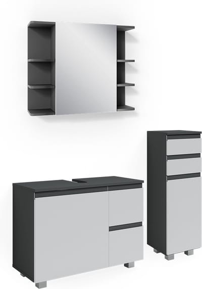 Vicco J-Shape Badkamermeubel set – 3 delen, met midikast Antraciet