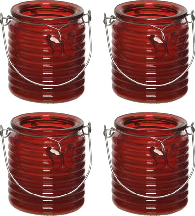 Citronella kaars - 8x - in windlicht - rood - 20 branduren - citrusgeur