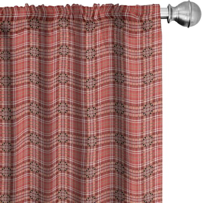 ABAKUHAUS Geruit gordijnen – 2x75x175 cm – microvezel