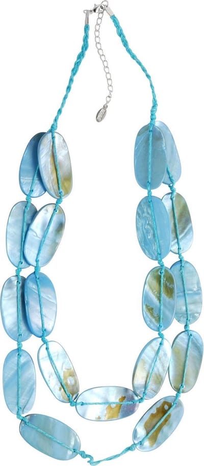 Behave - Gevlochten Lange Ketting met Blauwe Schelpen - Trendy Accessoire voor Dames
