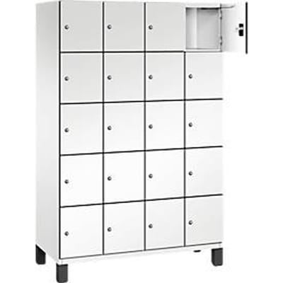 C+P Cambio lockerkast, 4 vakken, 20 vakken, op poten, B 1200 x D 525 x H 1980 mm, verkeerswit/wit