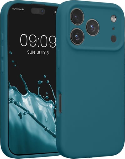 kwmobile telefoonhoesje geschikt voor Apple iPhone 17 Pro - TPU backcover met siliconen coating - Smartphone case in mat petrol