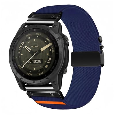By Qubix - Geschikt voor Garmin bandje - 26mm Quickfit - Nylon bandje met parachute sluiting - Donkerblauw - Geschikt voor Garmin Quatix 8 - 51mm
