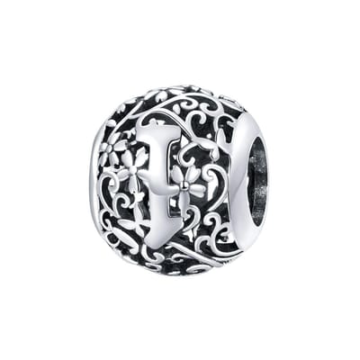 Letter I romantisch bedel | bedels voor armband | alfabet bead | Zilverana | geschikt voor alle bekende merken | 925 zilver | moederdag