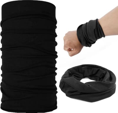 Fako Fashion - Colsjaal - Gezichtsmasker - Bandana - Nekwarmer - Sjaal - Col - Microfiber Faceshield - Uni - Zwart