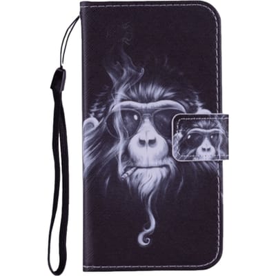 Comfycase Samsung Galaxy S10 Smoking Monkey Bookcase Hoesje Zwart