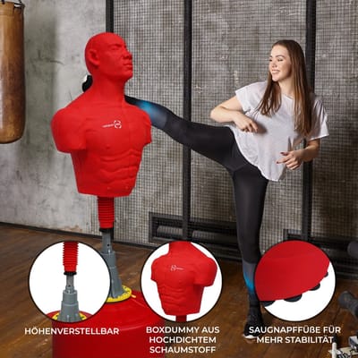 Groot vrijstaande bokspop - rood - 170-175cm - zuignapvoeten