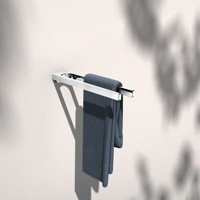 KEUCO Handdoekhouder van metaal, hoogglanzend verchroomd, twee armen, stijf, 34 cm diep, voor badkamer en gastentoilet, wandmontage, moll