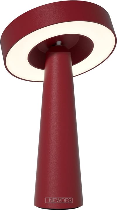 SOMPEX NEWDES TAFELLAMP TIP (ACCULAMP)ROOD - draadloos - dimbaar - met USB oplaadstation voor binnen en buiten