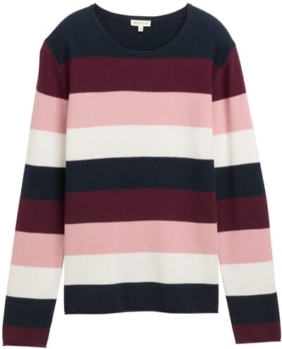 Tom Tailor - Gebreide trui met ronde hals - Maat XL - big rose knit stripe